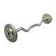 Troy 30 lb Gray Cast Iron Fixed Barbell w/ EZ Curl Bar and Chrome End Caps