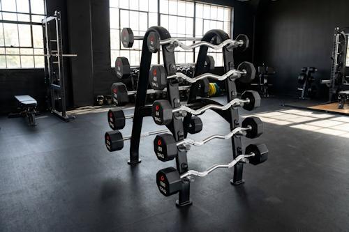 Fixed Barbells in Commercial Gym