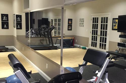 Glassless Mirrors in Home Fitness Room