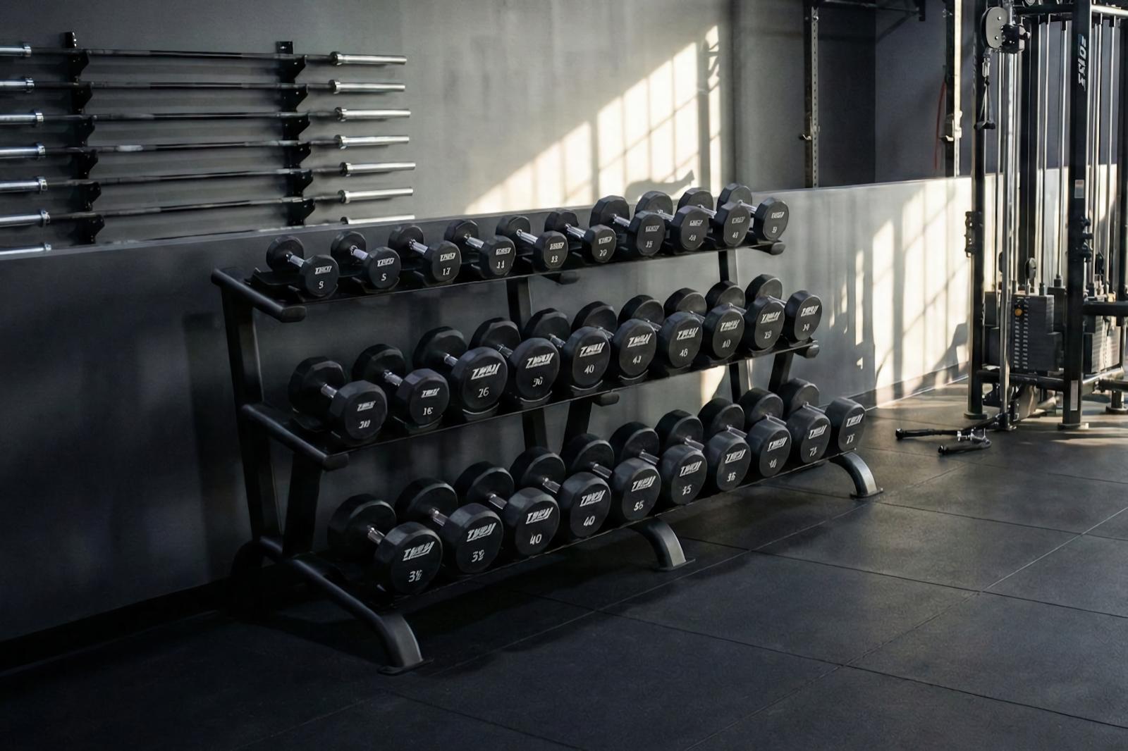 Commercial Dumbbell Rack in Gym