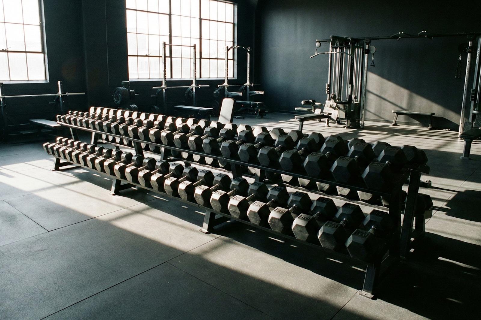 Commercial Dumbbells in Gym