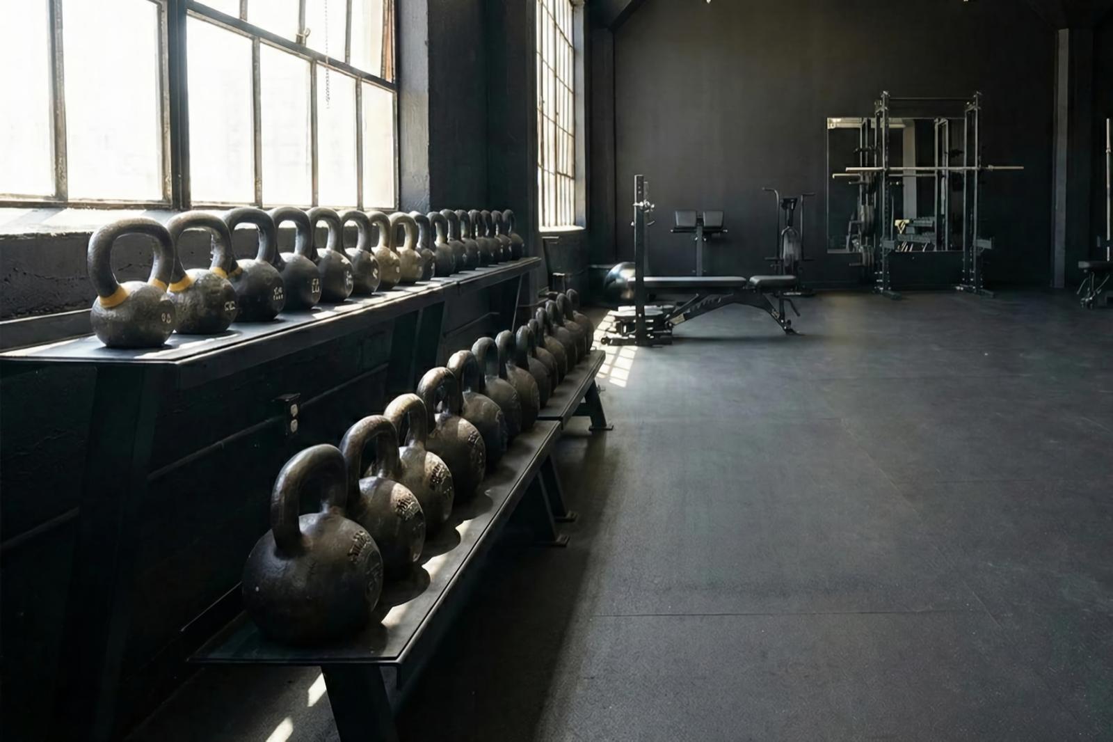 Gym Kettlebells in Commercial Fitness Center