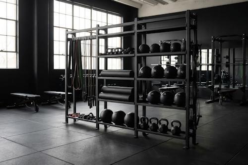 Gym Storage Rack in Commercial Fitness Center