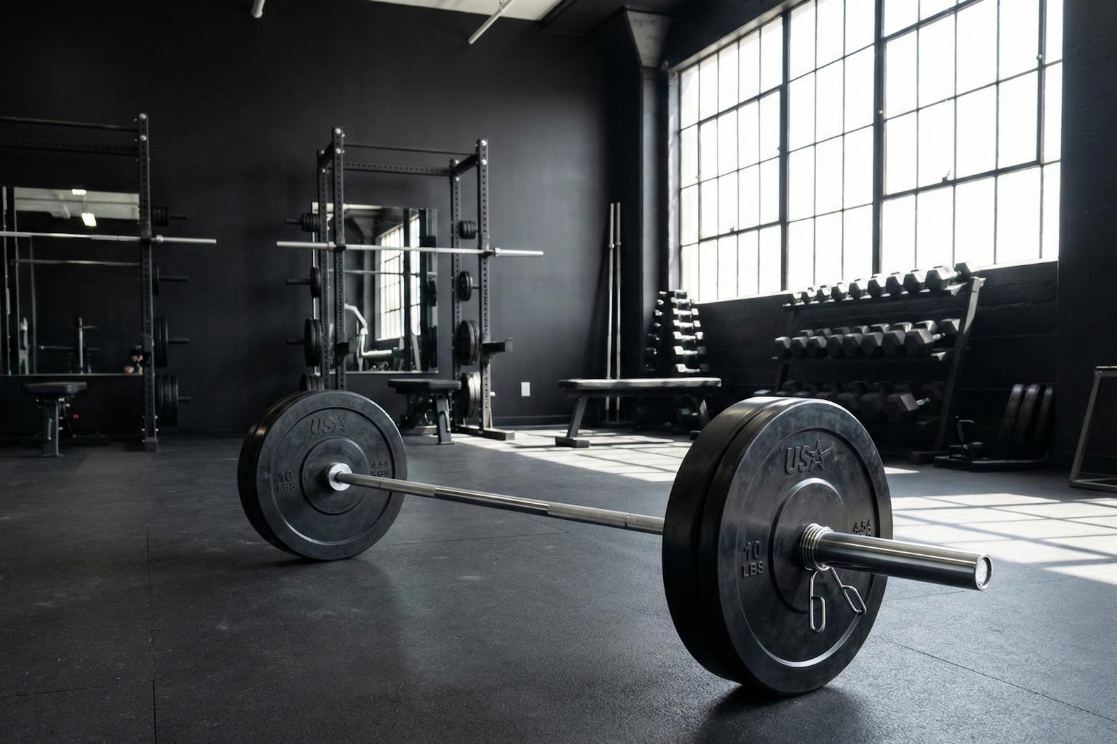 Olympic Weight Set with Bar in Commercial Gym