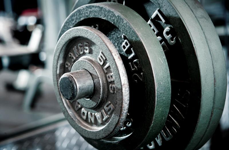 Gym Weight Plates in School Weight Room