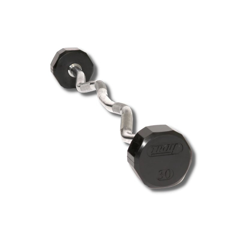 Troy (20-110 lb) 12-Sided Rubber Barbell Set | Gtech Fitness
