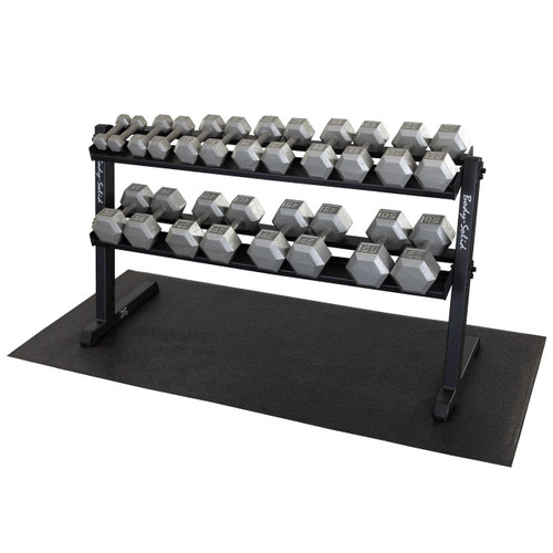 Body-Solid 5-50 lb Iron Hex Dumbbells w/ Rack Gtech Fitness