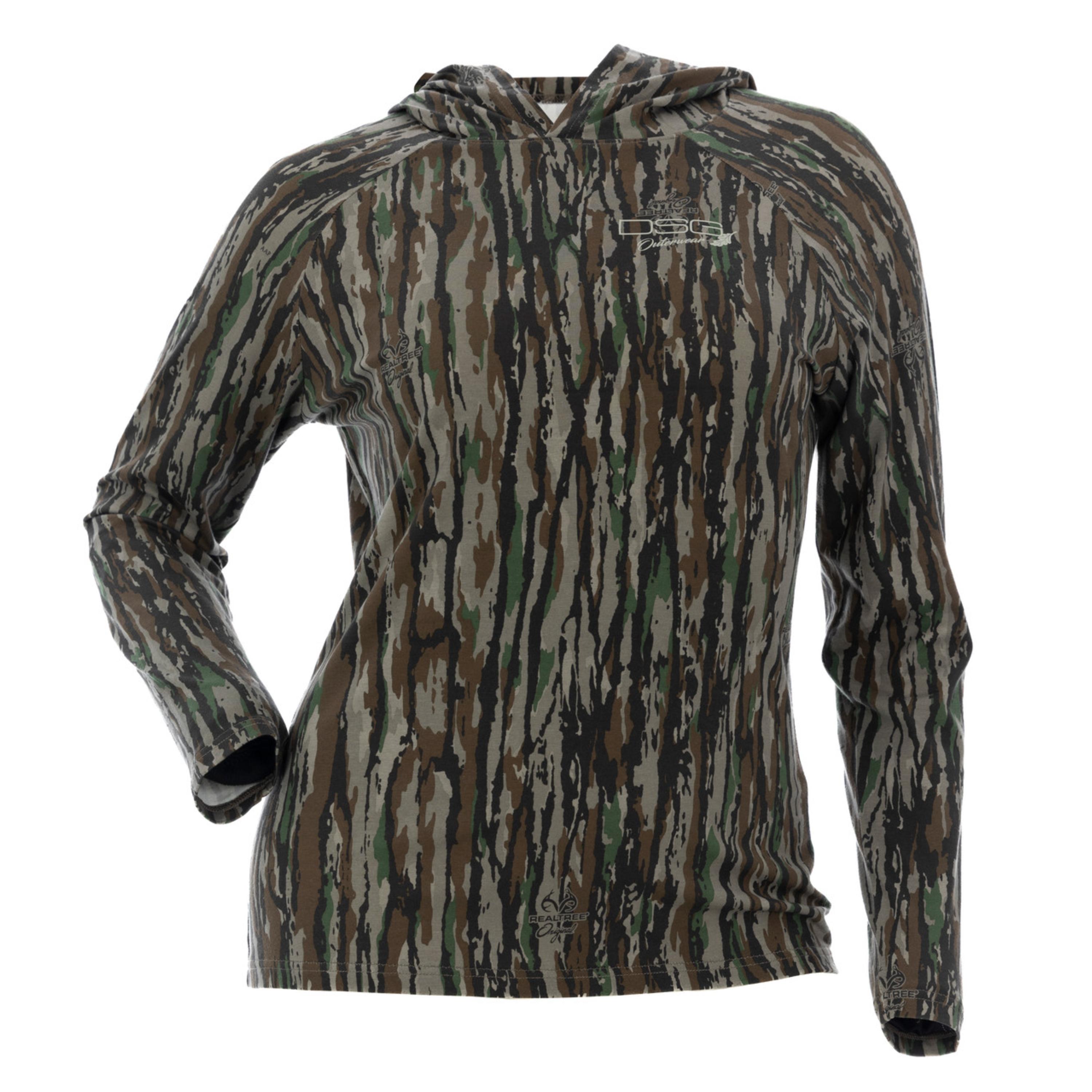 Realtree Fishing Bamboo Men's Long Sleeve Green Hooded Shirt, Size: 2XL