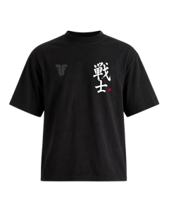 Fighter Cropped Oversize Kanji T-shirt - Black