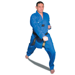 DELUXE BLUE RIBBED TKD UNIFORM