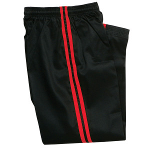 BLACK DEMO PANTS with RED STRIPE