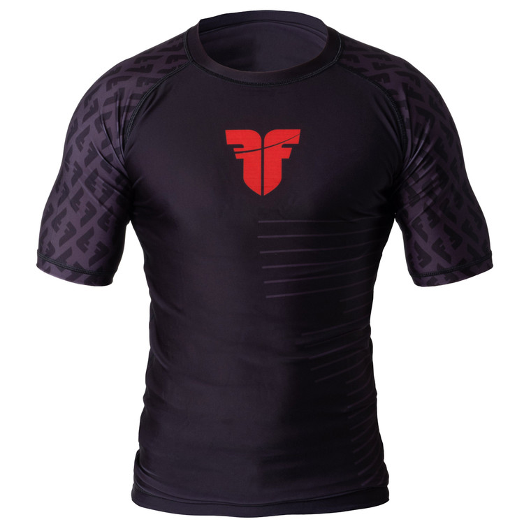 Short Sleeve Rash Guard Fighter - black/red, RSG-PRO-SS-01