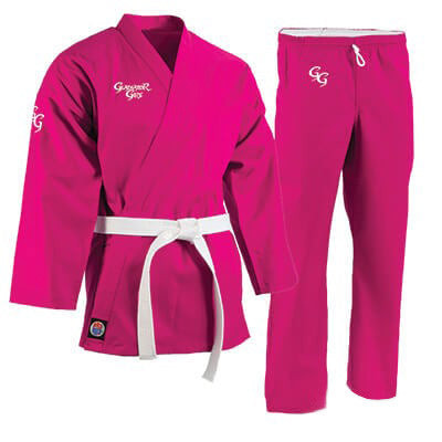 ProForce® Gladiator Girl 6 oz. Karate Uniform (Elastic Drawstring) - 55/45 Blend - Pink - With Free White Belt