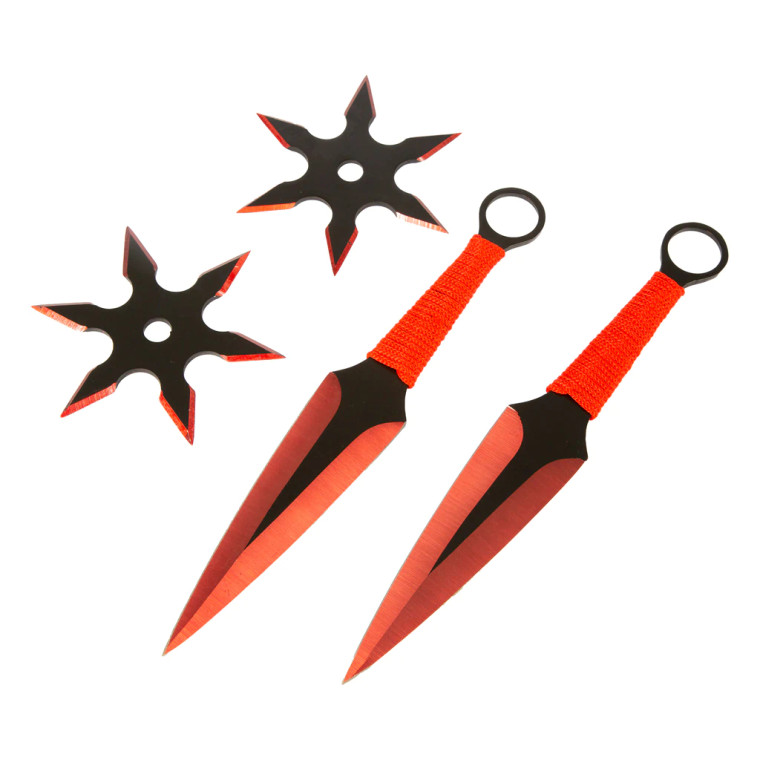 Throwing Stars and Blades 4 Piece Set - 9" Blades 4" Stars