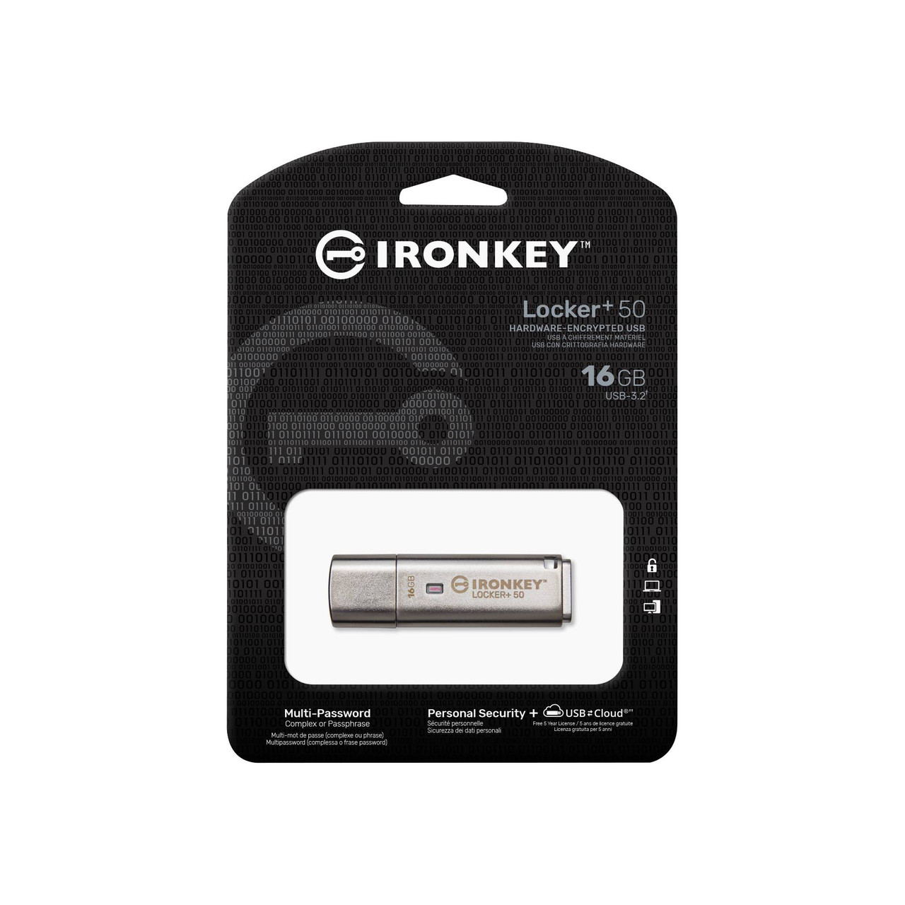 Kingston 16GB IronKey Locker+ 50 USB 3.2 Pen Drive Memory Stick Encryption