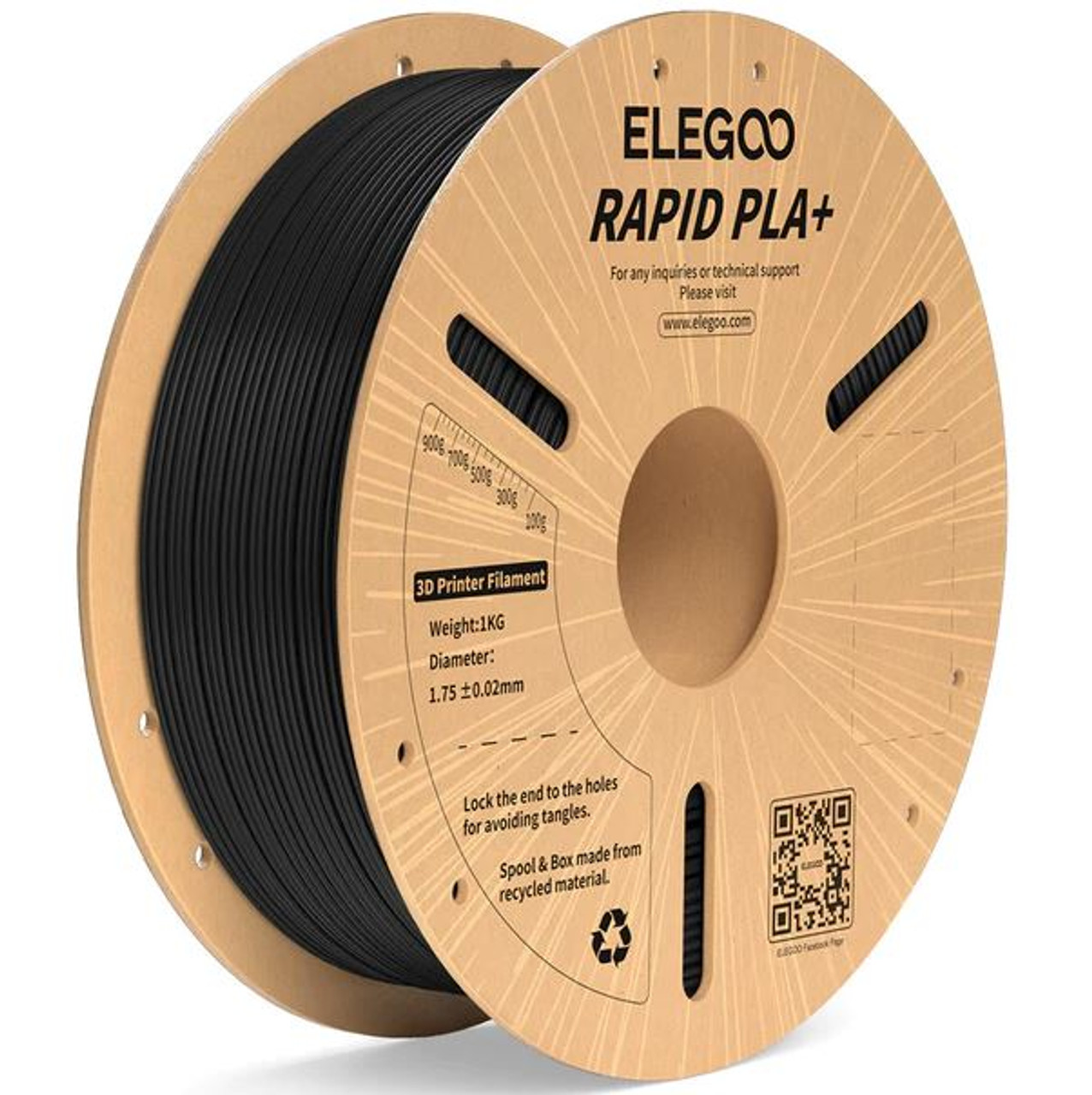 Elegoo RAPID PLA+ 1.75mm Black Filament 1KG