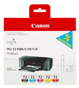 Canon PGI-72 6402B009 Genuine Multipack, Matte Black, Black, Cyan, Magenta, Yellow, Red Ink Cartridge