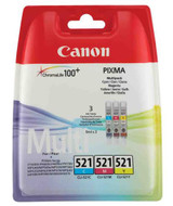 Canon CLI-521CMY 2934B010 Genuine Multipack, Cyan, Magenta, Yellow Ink Cartridge