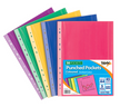 Tiger Stationery Punched Pockets Assorted Colours  Pack of 50 Pockets