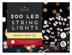 200 LED Warm White String Lights for Indoor & Outdoor Use