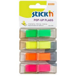 Stick'N Pop-up Flag Index Tabs 45 x 12mm Neon