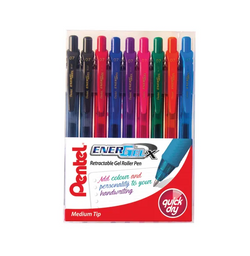 Pentel EnerGel Retractable Pens Medium Assorted Colours