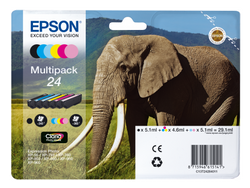 Epson C13T24284011 Genuine Multipack, Black, Light Cyan, Cyan, Light Magenta, Magenta, Yellow Ink Cartridge