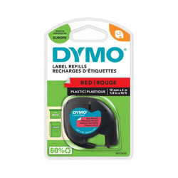 Dymo 91203 Black on Red Plastic Label Tape