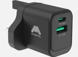 Mobitel 33W Dual Port USB C & USB-A Fast Charging UK Mains Plug Adapter