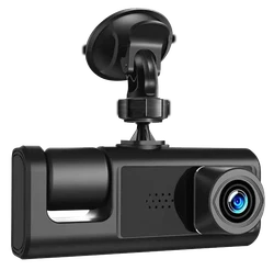 3 Lens Front, Inside & Rear Full HD In Car Dash Cam CCTV Camera DVR Recorder & 64GB Micro SD Card