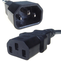 ComputerGear 0.5M IEC Mains Extension Cable IECC14 Male to IEC C13 Female