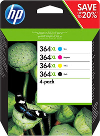 HP High Capacity Multipack Black, Cyan, Magenta, Yellow Ink Cartridges 364XL N9J74AE