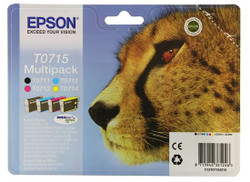 Epson T0715 C13T07154012 Genuine Multipack, Black, Cyan, Magenta, Yellow Ink Cartridge