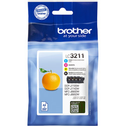 Brother Multipack Black, Cyan, Magenta, Yellow Ink Cartridges LC3211VAL
