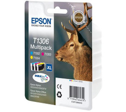 Epson T1306 Genuine Multipack, Cyan, Magenta, Yellow Ink Cartridge