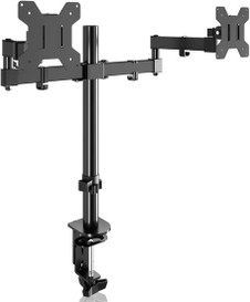 IJT Dual PC Monitor Adjustable VESA Mount Arm with Desk Clamp & Grommet Mount