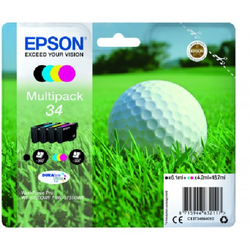 Epson C13T34664010 T3466 Genuine Multipack, Black, Cyan, Magenta, Yellow Ink Cartridge