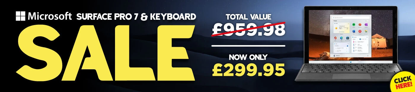 Microsoft Surface Pro 7 Tablet PC with Detachable Surface Keyboard only £299..95