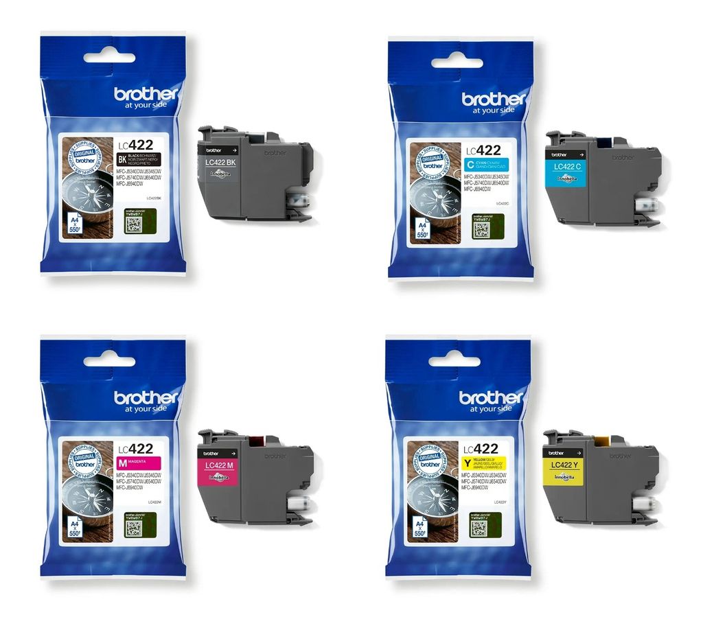 4 Cartouches D'encre Brother LC422 Originales - Pack Valable Jusqu'en Mai 2025