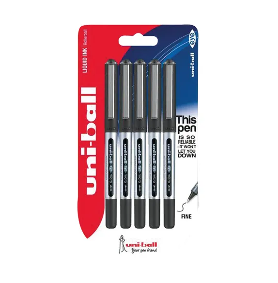 UniBall UB150 Eye Rollerball Pen Fine Black Pk 5