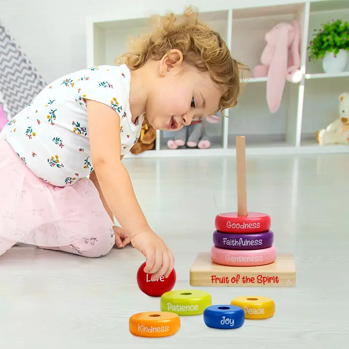 Wooden Puzzle - Stacking Rings - Fruit of the Spirit - Episcopal Shoppe