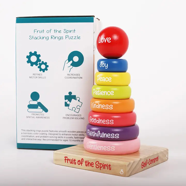 Wooden Puzzle - Stacking Rings - Fruit of the Spirit - Episcopal Shoppe