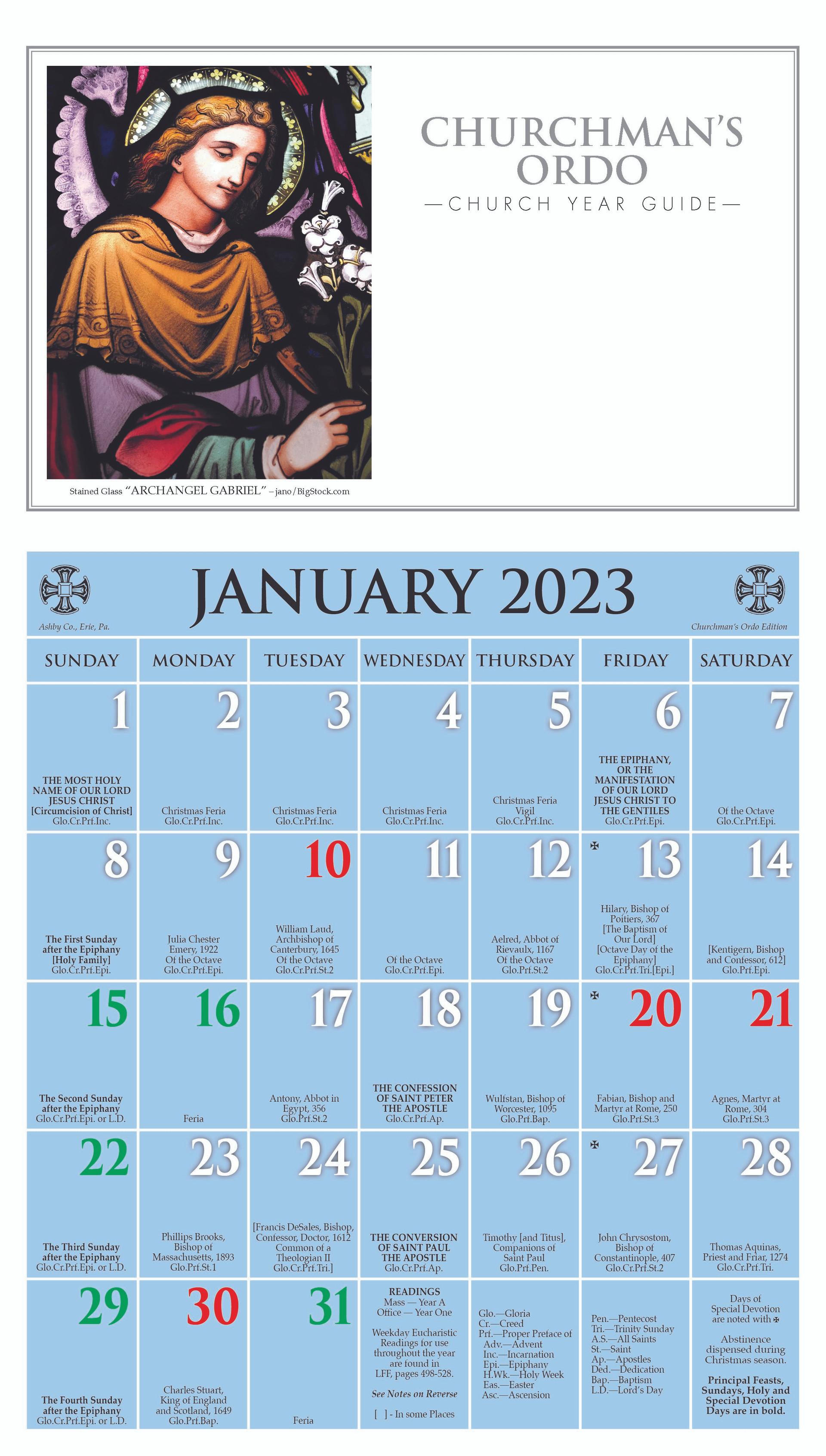 Churchman #39 s Ordo Kalendar (Calendar) 2023 Episcopal Shoppe