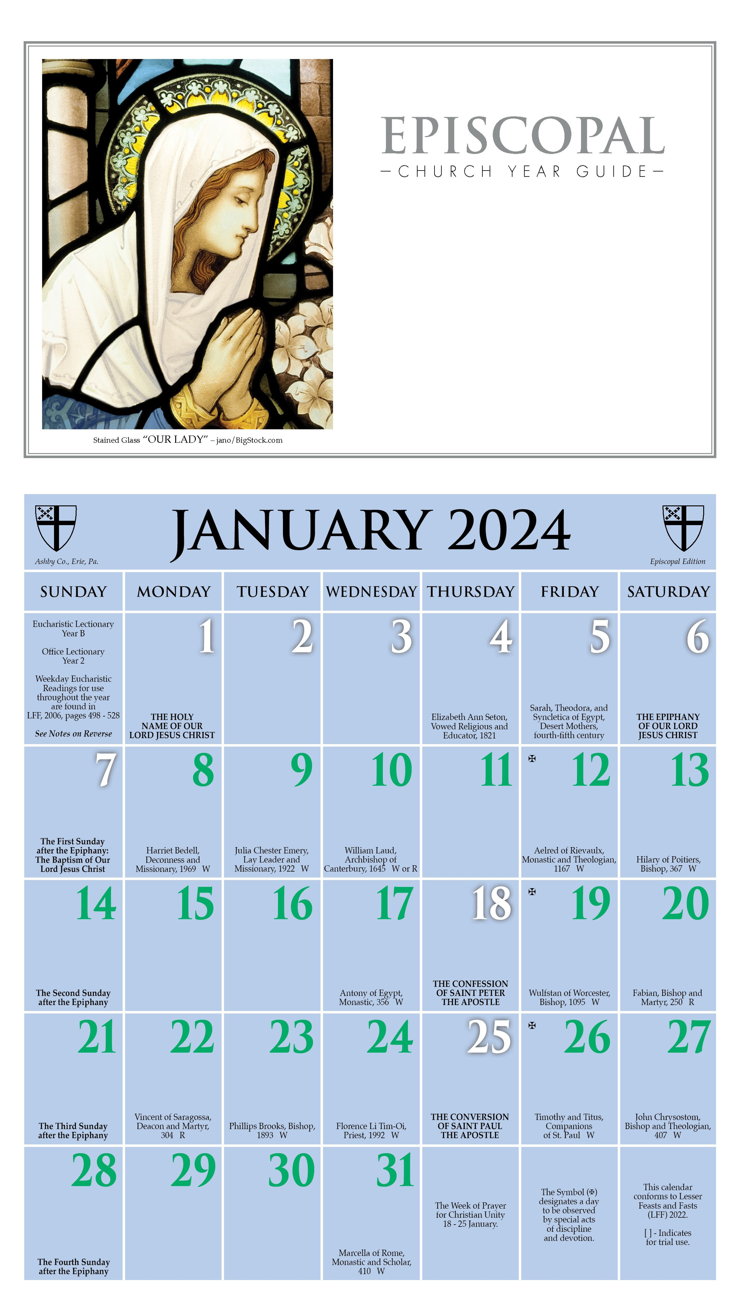 Desk Diary (Calendar) with Lectionary 2024 Episcopal Shoppe