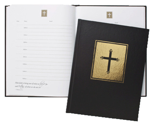 Guest Book, Black Hardcover, Gold Foil