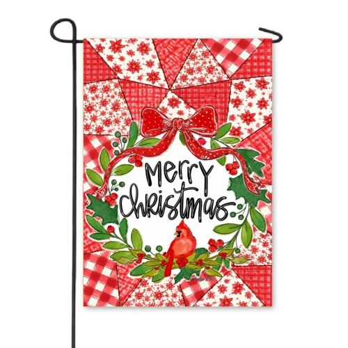 Quilted Christmas Cardinal Flag