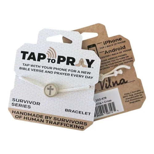 Tap To Pray® Survivor Series Braided Bracelet - Vanilla + Cross
