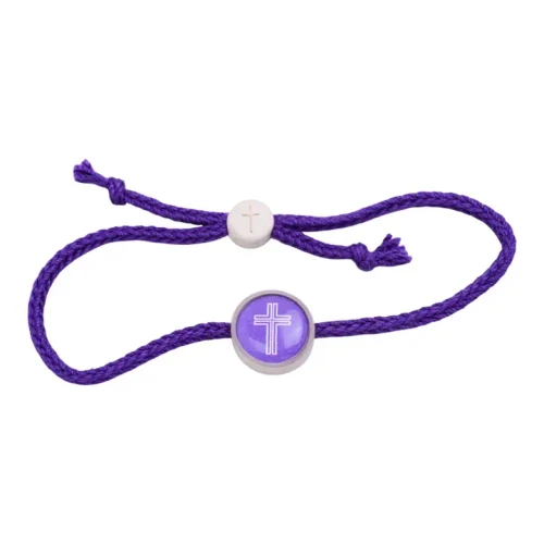 Tap To Pray® Survivor Series Braided Bracelet - Amethyst + Cross