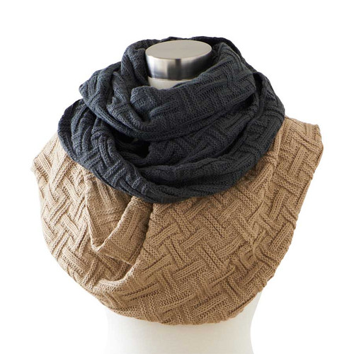Assorted Basketweave Knit Infinity Scarves