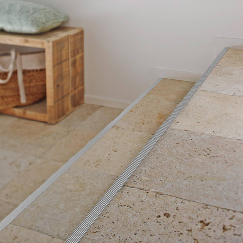 Aluminium Non Slip Grooved Tread Tile-In Stair Edge Nosing For Tiles- 2.5m
